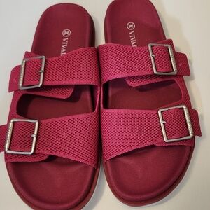 VIVAIA Pink Mesh, Double/Adjustable Buckle Sandals